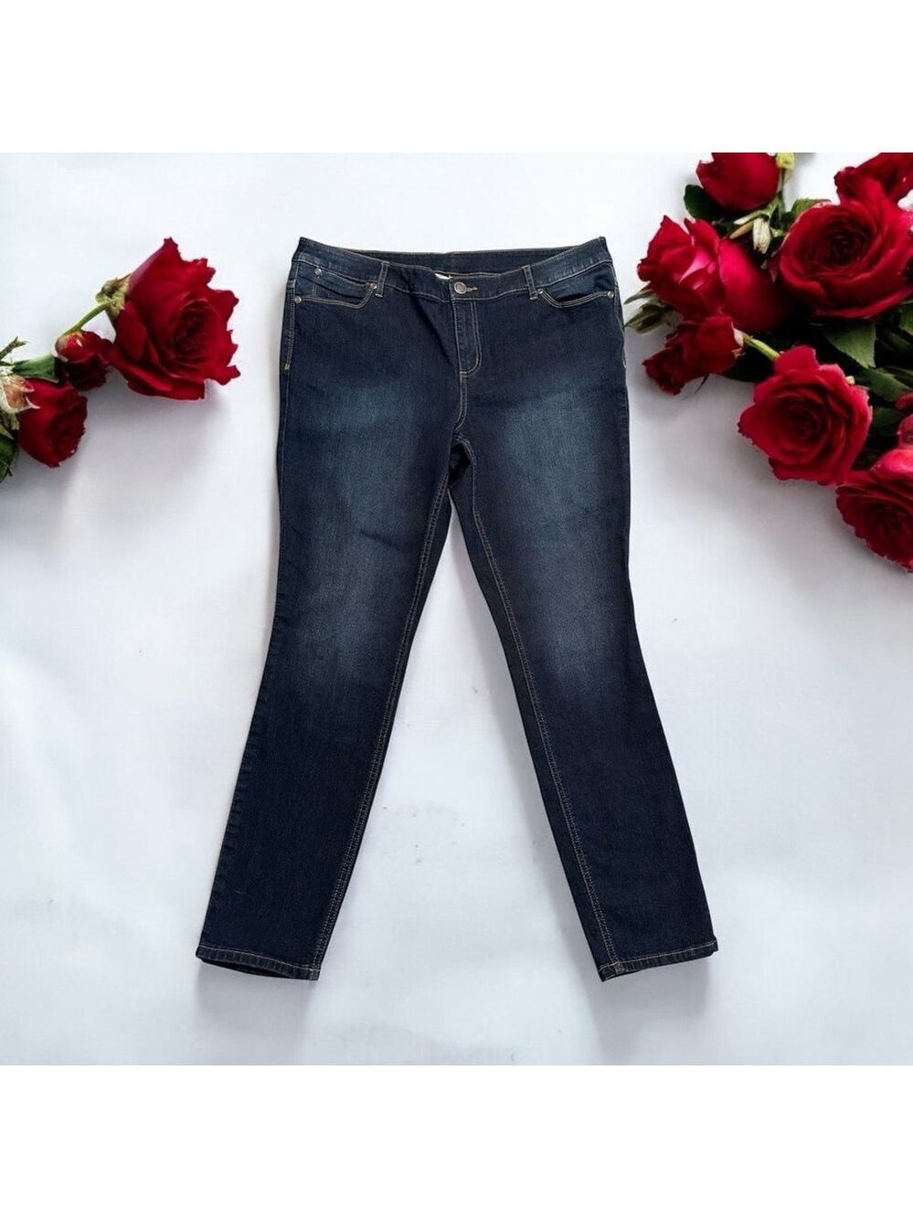 Christopher & Banks Skinny Jeans Womens 12 Blue Distressed Denim Mid-Rise